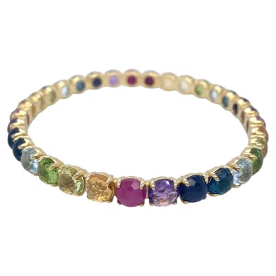 Pre-owned Ippolita 18k Yellow Gold And Multicolor Gem Lollipop Bangle 2.5" Diameter 22.5 G