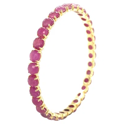 Pre-owned Ippolita 18k Yellow Gold And Ruby Lollipop Bangle 2.5" Diameter 22.9 Grams