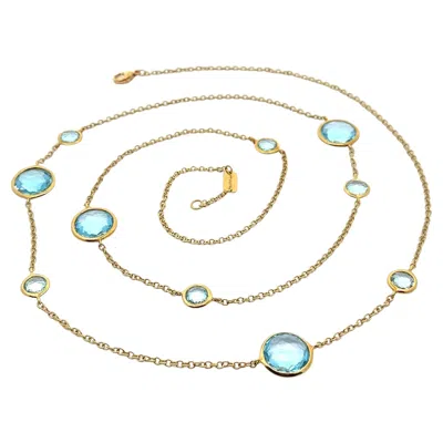Pre-owned Ippolita 18k Yellow Gold Blue Topaz Rock Candy 37" Long Wrap Necklace