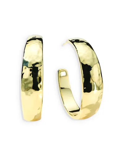 IPPOLITA 18K YELLOW GOLD CLASSICO HAMMERED MEDIUM HOOP EARRINGS