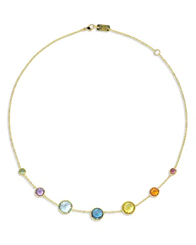 IPPOLITA 18K YELLOW GOLD LOLLIPOP RAINBOW MULTI STONE BEZEL COLLAR NECKLACE, 16-18