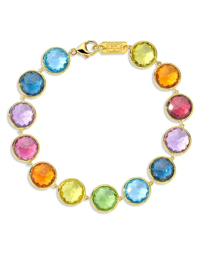 Ippolita 18k Yellow Gold Lollipop Rainbow Multi Stone Bezel Link Bracelet