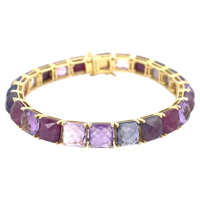 Pre-owned Ippolita 18k Yellow Gold Pink/purple Gem Bracelet 7.25" 26.8g