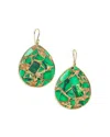 Ippolita 18k Yellow Gold Pol Rc Bronze Dyed Green Quartz Slice Large Teardrop Drop Earrings In Multi