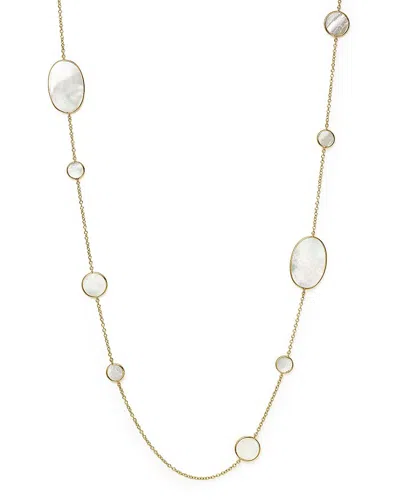 IPPOLITA 18K YELLOW GOLD POLISHED ROCK CANDY CIRCLE OVAL STATION NECKLACE IN MOTHER-OF-PEARL, 37,GN413MOPSL
