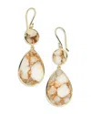 Ippolita 18k Yellow Gold Rock Candy Bronze White Calcite Slice Double Drop Earrings In Gold