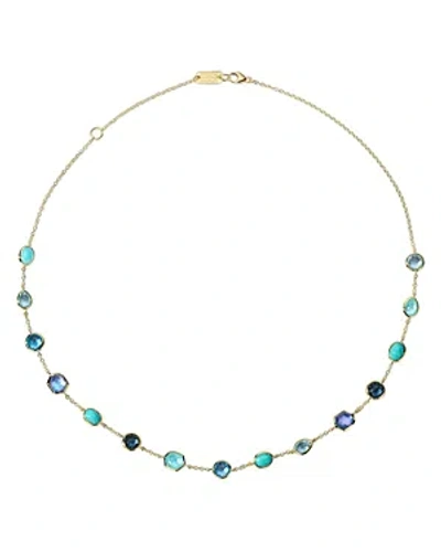 Ippolita 18k Yellow Gold Rock Candy Multi Blue Stone Waterfall Collar Necklace, 18 In Blue/gold