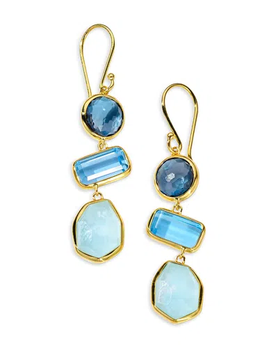 IPPOLITA 18K YELLOW GOLD ROCK CANDY MULTI STONE MIXED CUT LARGE DROP EARRINGS
