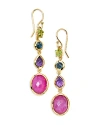 IPPOLITA 18K YELLOW GOLD ROCK CANDY MULTI STONE SUMMER RAINBOW LINEAR DROP EARRINGS