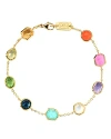 IPPOLITA 18K YELLOW GOLD ROCK CANDY MULTI STONE SUMMER RAINBOW LINK BRACELET