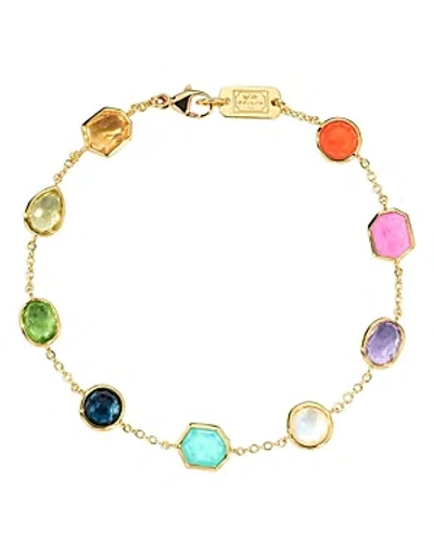 Ippolita 18k Yellow Gold Rock Candy Multi Stone Summer Rainbow Link Bracelet