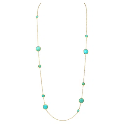Pre-owned Ippolita 2000's Turquoise 18 Karat Yellow Gold Station Necklace
