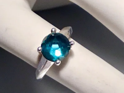 Pre-owned Ippolita 925 Wonderland Single Stone Prong Knife Edge Turquoise Ring Size 7