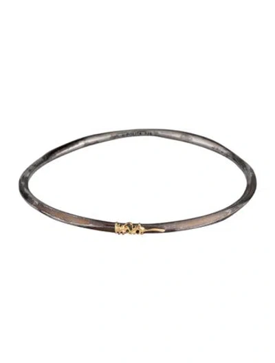 Pre-owned Ippolita Blackened Wavy Bangle Bracelet, 7.75" In Multicolor