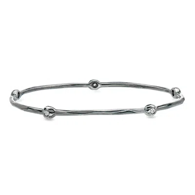 Pre-owned Ippolita C. 2000 Vintage .20 Ct. T.w. Diamond Station Bangle Bracelet In Sterling Silver
