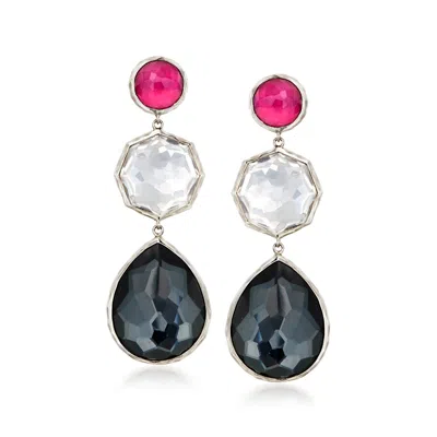 Pre-owned Ippolita C. 2000 Vintage  48.00 Ct. T.w. Multi-gemstone Doublet Drop Earrings In Sterling Silver