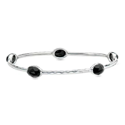 Pre-owned Ippolita C. 2000 Vintage  Onyx Station Bangle Bracelet In Sterling Silver