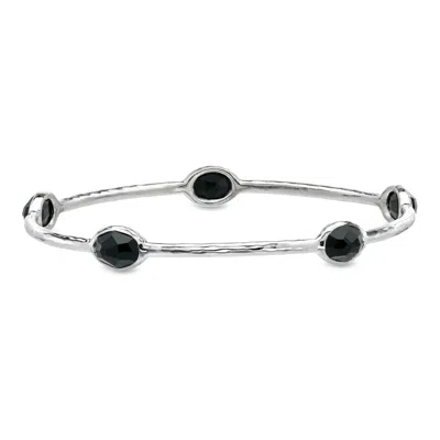 Pre-owned Ippolita C. 2000 Vintage  Onyx Station Bangle Bracelet In Sterling Silver