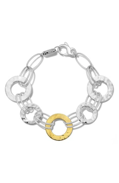 Ippolita Chimera Classico Hammered Disc Bracelet In Yellow Gold/ Silver