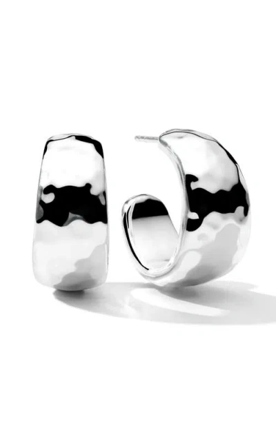 Ippolita Classico Hammered Tapered Hoop Earrings In Silver