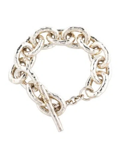 Pre-owned Ippolita Classico Jumbo Hammered Bastille Link Bracelet, 6.75" In Multicolor