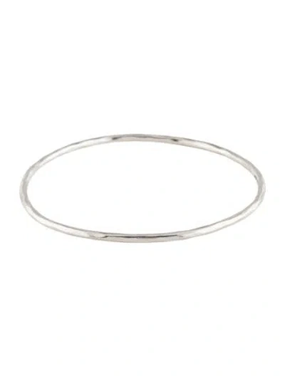 Pre-owned Ippolita Classico Thin Hammered Bangle Bracelet, 8" In Multi