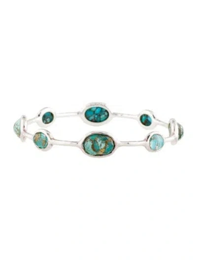 Pre-owned Ippolita Composite Turquoise & Quartz Doublet 8 Stone Bangle Bracelet, 7.75" In Multi
