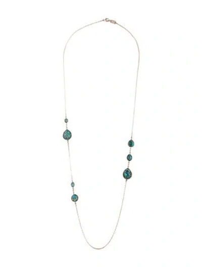 Pre-owned Ippolita Composite Turquoise & Quartz Doublet Station Necklace, 33.5" In Multicolor