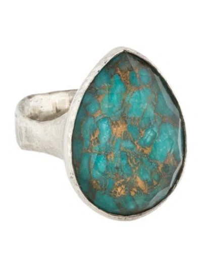 Pre-owned Ippolita Composite Turquoise Quartz Doublet Rock Candy Cocktail Ring In Multi