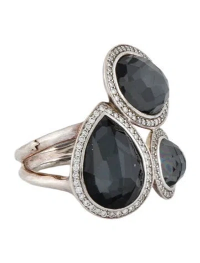 Pre-owned Ippolita Diamond & Hematite Stella Cocktail Ring In Multi