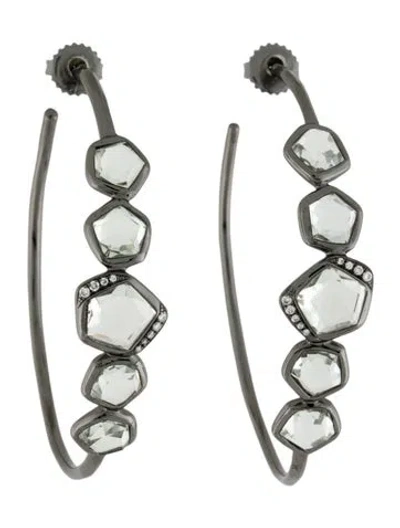 Pre-owned Ippolita Diamond & Quartz Wicked Hoop Earrings In Multi