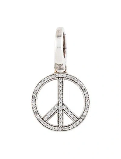 Pre-owned Ippolita Diamond Peace Sign Charm, 1" In Multicolor