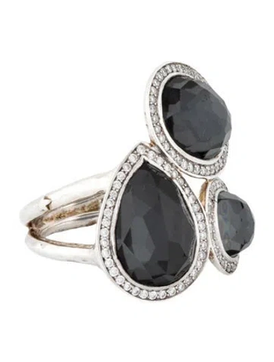Pre-owned Ippolita Diamond, Quartz & Hematite Doublet Stella Cocktail Ring In Multicolor