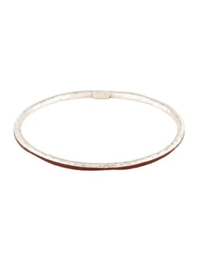 Pre-owned Ippolita Enamel Hammered Bangle, 7.75" In Brown
