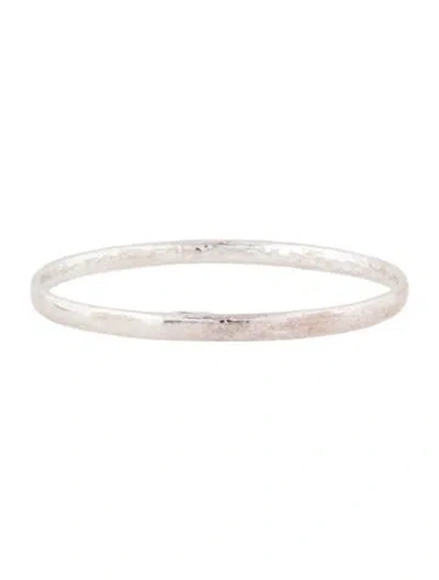 Pre-owned Ippolita Flat Hammered Bangle Bracelet, 8" In Multi