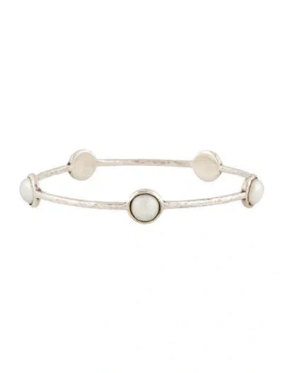 Pre-owned Ippolita Freshwater Cultured Pearl Five Station Bangle Bracelet, 7.5" In Multi