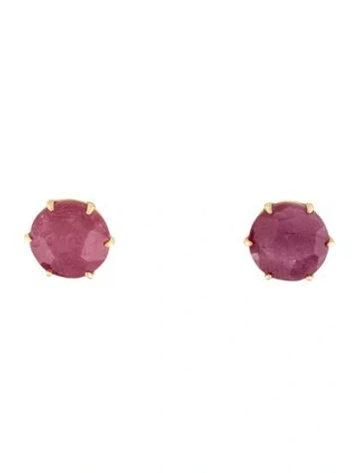 Pre-owned Ippolita Glass-filled Ruby Stud Earrings, Medium Model In Multicolor