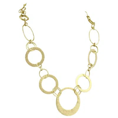 Pre-owned Ippolita Hammered Assorted Size Open Circle 18k Gold Link Necklace In Multi