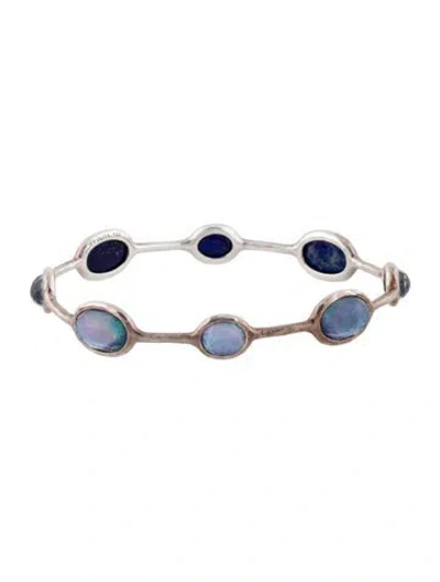 Pre-owned Ippolita Lapis Lazuli & Quatyz Rock Candy Bangle Bracelet, 7.75" In Multi