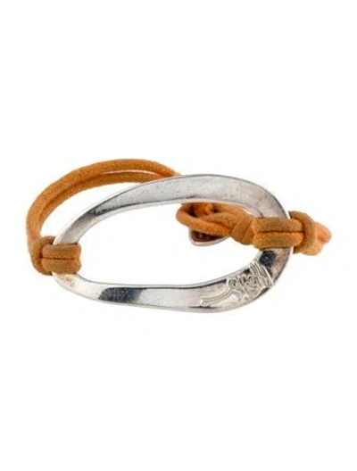 Pre-owned Ippolita Leather Station Bracelet, 6" In Orange