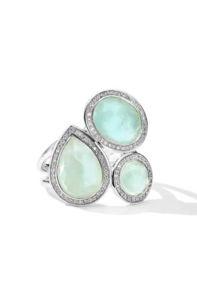 Ippolita Women's Lollipop 3-stone Sterling Silver, 0.41 Tcw Diamond & Triplet Ring In Amazonite