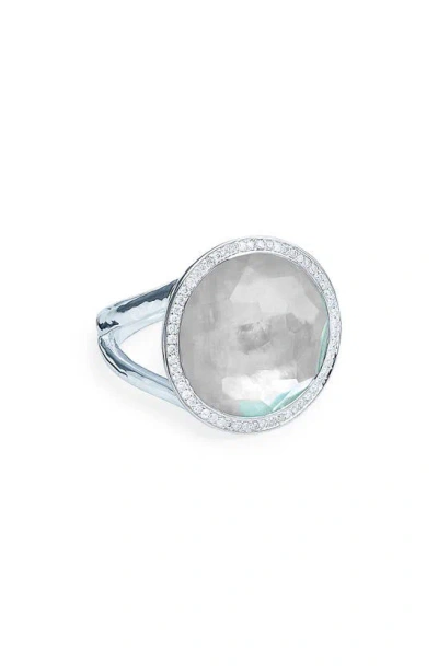 Ippolita Lollipop Diamond Halo Triplet Stone Ring In Silver