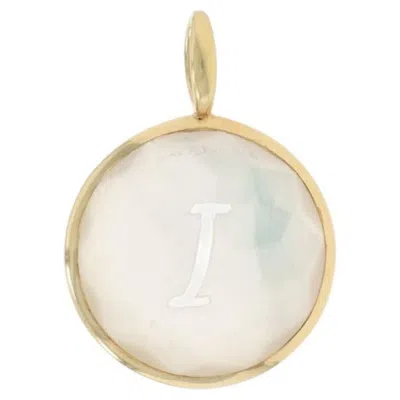 Pre-owned Ippolita Lollipop Initial I Quartz Mop Pendant Yellow Gold 14k Monogram Letter