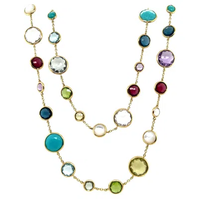 Pre-owned Ippolita Modern Gold Signed  Multi Color Gem Rainbow Lollipop 36 Inch Necklace
