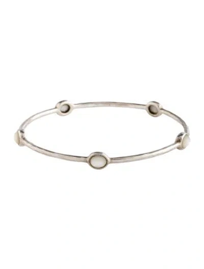 Pre-owned Ippolita Mother Of Pearl 5-stone Bangle, 8" In White