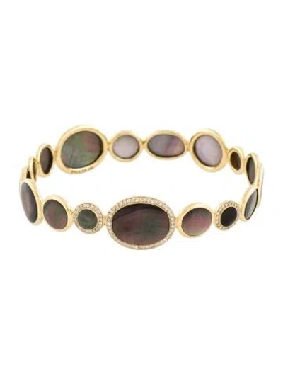 Pre-owned Ippolita Mother Of Pearl & Diamond Bangle, 7.75" In Multi