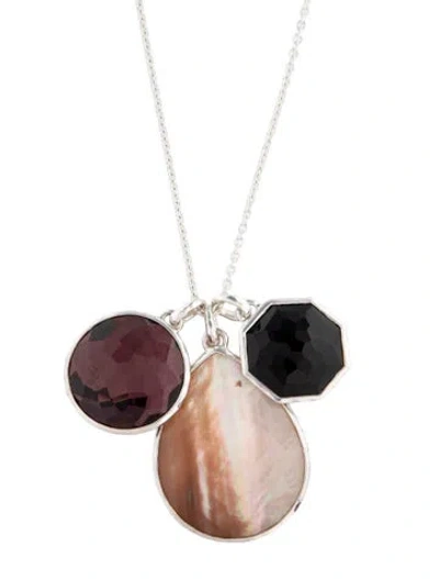 Pre-owned Ippolita Mother Of Pearl & Multi- Stone Dahlia Triple Pendant Necklace, 32" In Multicolor