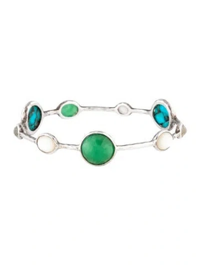 Pre-owned Ippolita Mother Of Pearl & Multi-stone Bangle Bracelet, 7.5" In Multicolor