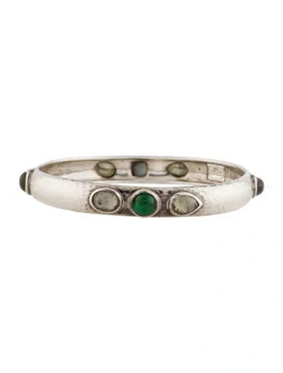Pre-owned Ippolita Mother Of Pearl & Multistone Bangle Bracelet, 7.75" In Multicolor