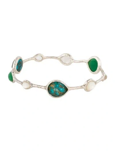 Pre-owned Ippolita Mother Of Pearl & Multi-stone Bangle Bracelet, 8"